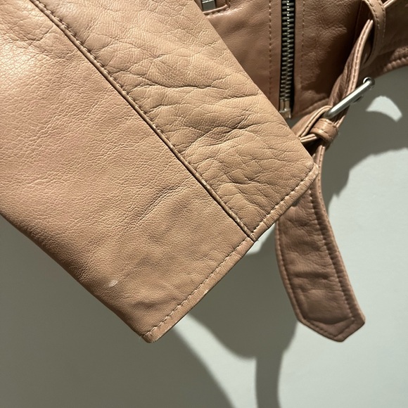All Saints Nude Blush Leather Biker Jacket size 4 - Picture 5 of 6